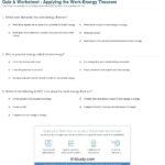 Quiz  Worksheet  Applying The Workenergy Theorem  Study As Well As Work Energy And Power Worksheet Answers