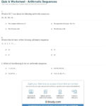 Quiz  Worksheet  Arithmetic Sequences  Study In Arithmetic Sequence Worksheet 1
