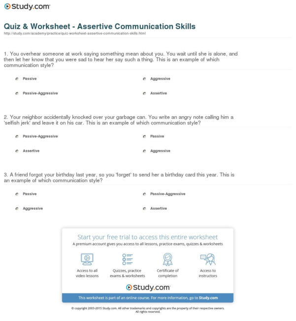 Assertive Communication Worksheet — excelguider.com