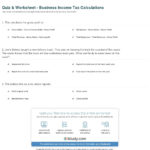 Quiz  Worksheet  Business Income Tax Calculations  Study Along With Tax Computation Worksheet 2015
