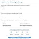 Quiz  Worksheet  Calculating Heat Energy  Study Within Heat Calculations Worksheet