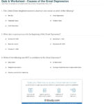 Quiz  Worksheet  Causes Of The Great Depression  Study Or Causes Of The Great Depression Worksheet Answers