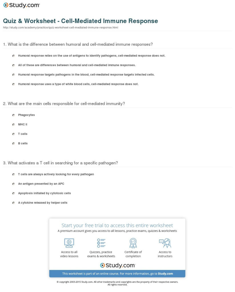 Antibody And Cellular Immunity Worksheet Answers Excelguider