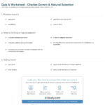 Quiz  Worksheet  Charles Darwin  Natural Selection  Study Intended For Evolution By Natural Selection Worksheet Answer Key