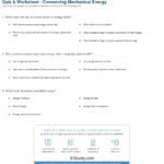 Quiz  Worksheet  Conserving Mechanical Energy  Study Inside Energy Conversion And Conservation Worksheet Answers 5 2