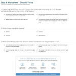 Quiz  Worksheet  Electric Force  Study And Force And Motion Worksheets Pdf