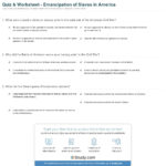Quiz  Worksheet  Emancipation Of Slaves In America  Study And Emancipation Proclamation Worksheet Answers