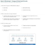 Quiz  Worksheet  Energy In Electrical Circuits  Study Intended For Electrical Power And Energy Worksheet