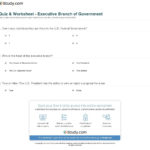 Quiz  Worksheet  Executive Branch Of Government  Study As Well As The Executive Branch Worksheet
