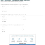 Quiz  Worksheet  Experimental Design In Science  Study Intended For Experimental Design Worksheet Scientific Method