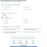Quiz  Worksheet  Exterior Angle Theorem  Study Pertaining To Worksheet Triangle Sum And Exterior Angle Theorem Answers