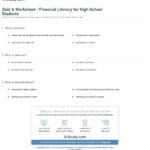Quiz  Worksheet  Financial Literacy For High School Students In Financial Literacy Worksheets For Kids