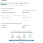 Quiz  Worksheet  Financial Literacy Games For The Classroom As Well As Financial Literacy Worksheets Pdf