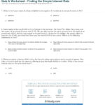 Quiz  Worksheet  Finding The Simple Interest Rate  Study Together With Simple Interest Worksheet