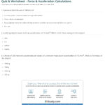 Quiz  Worksheet  Force  Acceleration Calculations  Study For Calculating Force Worksheet