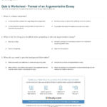 Quiz  Worksheet  Format Of An Argumentative Essay  Study For Argumentative Essay Outline Worksheet