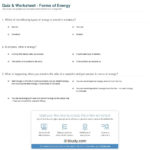 Quiz  Worksheet  Forms Of Energy  Study For Forms Of Energy Worksheet