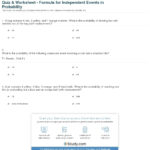 Quiz  Worksheet  Formula For Independent Events In Probability Pertaining To Independent Practice Math Worksheet Answers