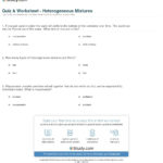 Quiz  Worksheet  Heterogeneous Mixtures  Study Intended For Chemistry Worksheet Types Of Mixtures Answers