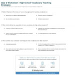 Quiz  Worksheet  High School Vocabulary Teaching Strategies Pertaining To High School Vocabulary Worksheets