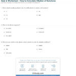 Quiz  Worksheet  How To Calculate Dilution Of Solutions  Study Also Molarity By Dilution Worksheet