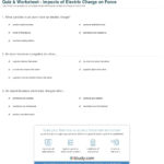 Quiz  Worksheet  Impacts Of Electric Charge On Force  Study For Charge And Electricity Worksheet Answers
