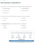 Quiz  Worksheet  Implied Main Idea  Study Throughout Main Idea Worksheets