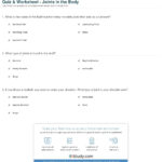 Quiz  Worksheet  Joints In The Body  Study For Joints Worksheet Answers