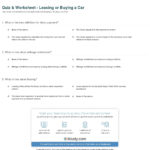 Quiz  Worksheet  Leasing Or Buying A Car  Study Regarding Car Lease Worksheet