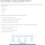 Quiz  Worksheet  Leaving A Lasting Sales Impression  Study Inside Elevator Speech Worksheet