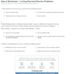 Quiz  Worksheet  Limiting Reactant Practice Problems  Study For Limiting And Excess Reactants Worksheet