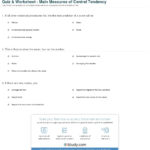 Quiz  Worksheet  Main Measures Of Central Tendency  Study Within Measures Of Central Tendency Worksheet With Answers