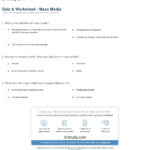 Quiz  Worksheet  Mass Media  Study Also The Role Of Media Worksheet