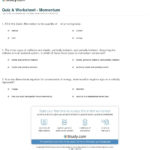 Quiz  Worksheet  Momentum  Study Also Momentum And Collisions Worksheet Answer Key