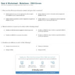 Quiz  Worksheet  Mutations  Dna Errors  Study Or Dna Mutations Worksheet