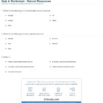 Quiz  Worksheet  Natural Resources  Study Throughout Natural Resources Worksheets
