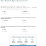 Quiz  Worksheet  Organic Chemical Reactions  Study For Chemistry Types Of Chemical Reactions Worksheet Answers