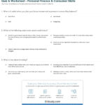 Quiz  Worksheet  Personal Finance  Consumer Skills  Study Regarding Financial Planning Worksheets