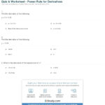 Quiz  Worksheet  Power Rule For Derivatives  Study Inside Writing A Function Rule Worksheet