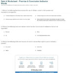 Quiz  Worksheet  Premise  Conclusion Indicator Words  Study Together With Premise And Conclusion Worksheet