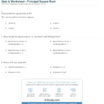 Quiz  Worksheet  Principal Square Root  Study For Square Root Worksheets 8Th Grade Pdf
