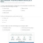Quiz  Worksheet  Properties Of Newton's Second Law Of Motion In Net Force And Acceleration Worksheet Answers