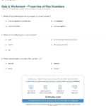Quiz  Worksheet  Properties Of Real Numbers  Study Intended For Properties Of Operations Worksheet