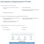 Quiz  Worksheet  Reading Comprehension Strategies  Study For Reading Comprehension Strategies Worksheets