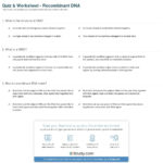 Quiz  Worksheet  Recombinant Dna  Study For Recombinant Dna Technology Worksheet Answers