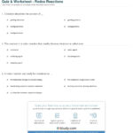 Quiz  Worksheet  Redox Reactions  Study Or Redox Reaction Worksheet With Answers