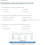 Quiz  Worksheet  Science Fair Projects For Fourth Grade  Study For Science Project Worksheet