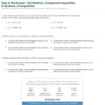 Quiz  Worksheet  Set Notation Compound Inequalities  Systems Of Intended For Compound Inequalities Word Problems Worksheet With Answers