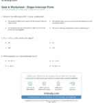 Quiz  Worksheet  Slopeintercept Form  Study Along With Slope Intercept Form Worksheet