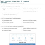 Quiz  Worksheet  Solving 'and'  'or' Compound Inequalities In Graphing Compound Inequalities Worksheet